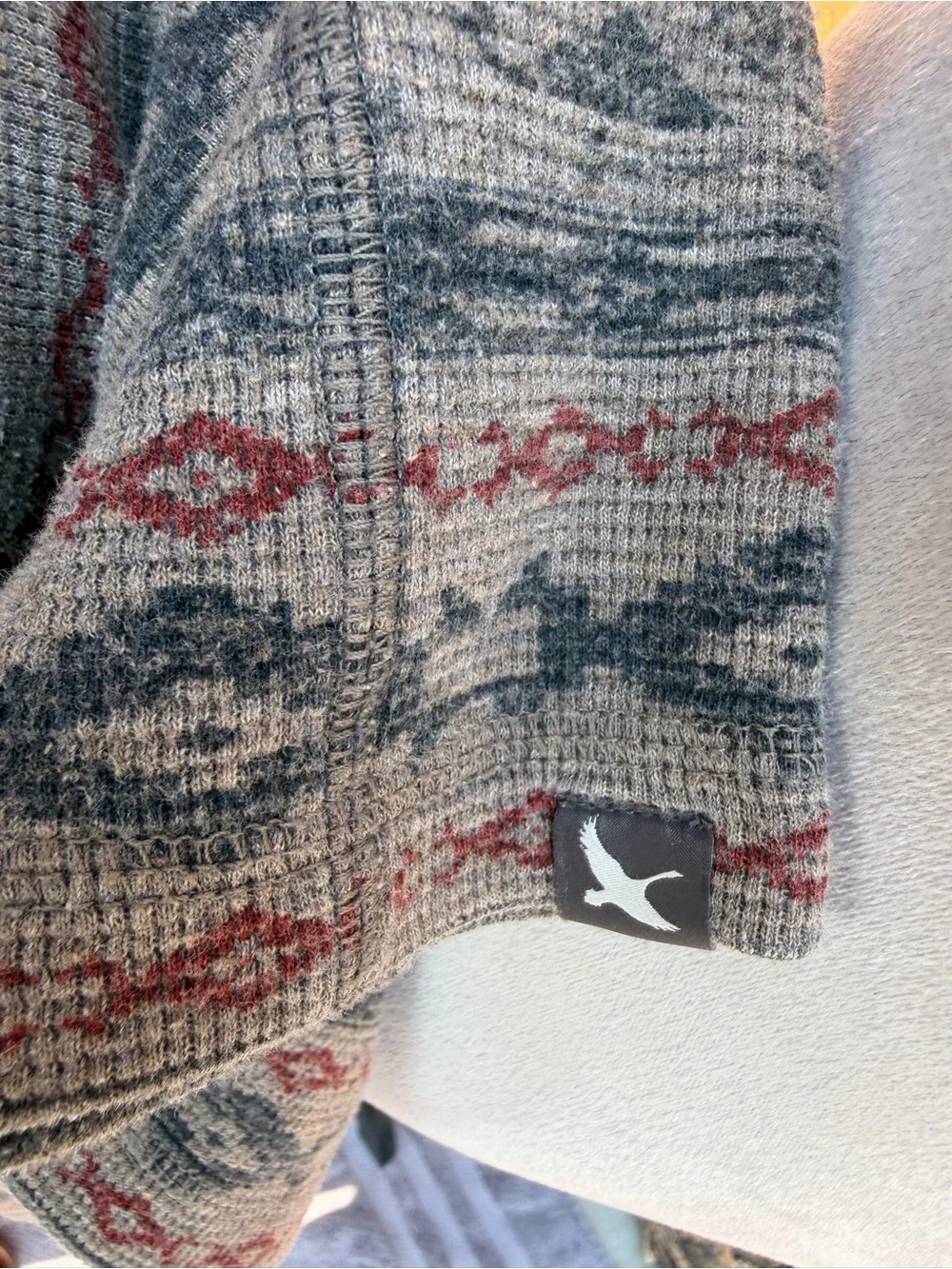 Eddie Bauer Southwestern Aztec Thermal Waffle Knit Pullover Shirt Men S Gorpcore
